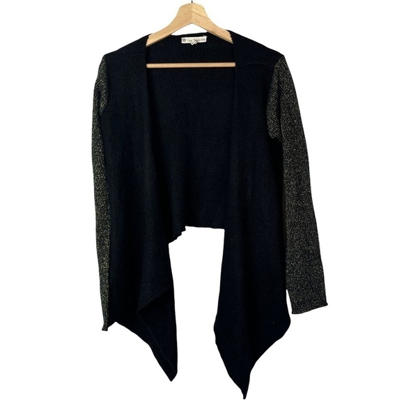 House of Harlow 1960 Celine Black & Gold Open Front Knit Cardigan S - Picture 3 of 6
